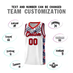 White Mosaic Stars Pattern Sports Uniform Basketball Jersey 4