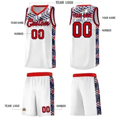 White Mosaic Stars Pattern Sports Uniform Basketball Jersey 5