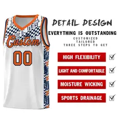 White Mosaic Stars Pattern Sports Uniform Basketball Jersey 2