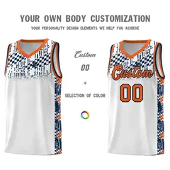White Mosaic Stars Pattern Sports Uniform Basketball Jersey 3