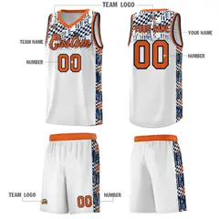 White Mosaic Stars Pattern Sports Uniform Basketball Jersey 5