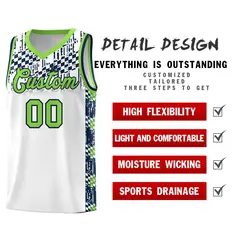 White Mosaic Stars Pattern Sports Uniform Basketball Jersey 2
