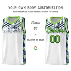 White Mosaic Stars Pattern Sports Uniform Basketball Jersey 3