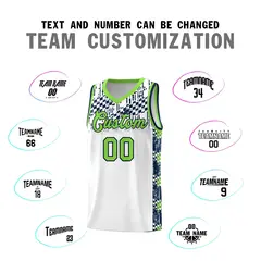 White Mosaic Stars Pattern Sports Uniform Basketball Jersey 4