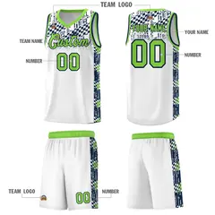 White Mosaic Stars Pattern Sports Uniform Basketball Jersey 5