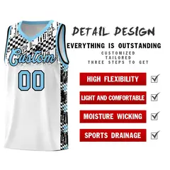 White Mosaic Stars Pattern Sports Uniform Basketball Jersey 2