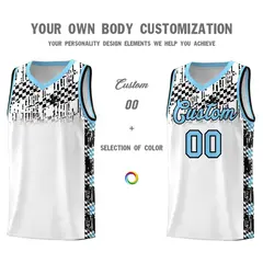 White Mosaic Stars Pattern Sports Uniform Basketball Jersey 3