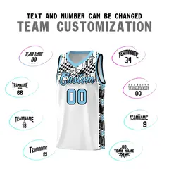 White Mosaic Stars Pattern Sports Uniform Basketball Jersey 4