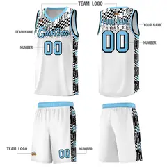 White Mosaic Stars Pattern Sports Uniform Basketball Jersey 5