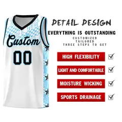 White Mosaic Stars Pattern Sports Uniform Basketball Jersey 2