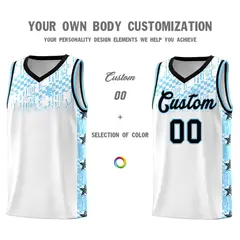 White Mosaic Stars Pattern Sports Uniform Basketball Jersey 3