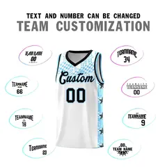 White Mosaic Stars Pattern Sports Uniform Basketball Jersey 4