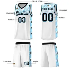White Mosaic Stars Pattern Sports Uniform Basketball Jersey 5