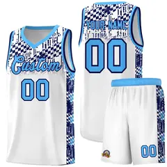 White Mosaic Stars Pattern Sports Uniform Basketball Jersey 1