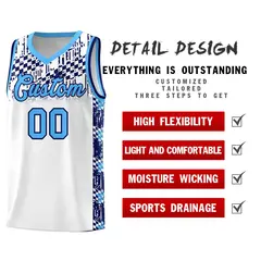 White Mosaic Stars Pattern Sports Uniform Basketball Jersey 2