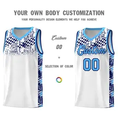 White Mosaic Stars Pattern Sports Uniform Basketball Jersey 3