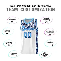 White Mosaic Stars Pattern Sports Uniform Basketball Jersey 4