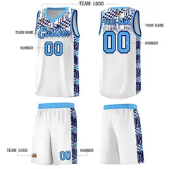 White Mosaic Stars Pattern Sports Uniform Basketball Jersey 5