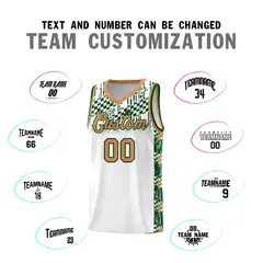 White Mosaic Stars Pattern Sports Uniform Basketball Jersey 4