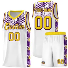 White Mosaic Stars Pattern Sports Uniform Basketball Jersey 1