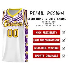 White Mosaic Stars Pattern Sports Uniform Basketball Jersey 2