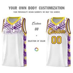White Mosaic Stars Pattern Sports Uniform Basketball Jersey 3