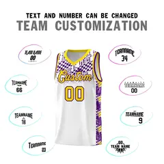 White Mosaic Stars Pattern Sports Uniform Basketball Jersey 4