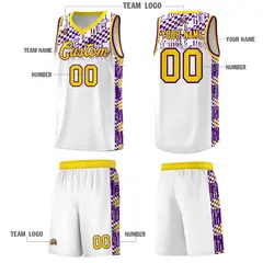 White Mosaic Stars Pattern Sports Uniform Basketball Jersey 5