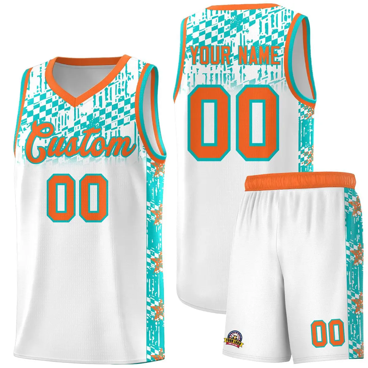White Mosaic Stars Pattern Sports Uniform Basketball Jersey