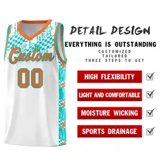 White Mosaic Stars Pattern Sports Uniform Basketball Jersey 2