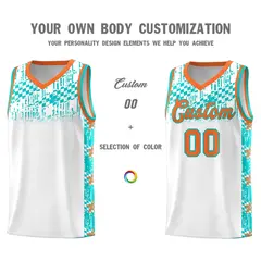 White Mosaic Stars Pattern Sports Uniform Basketball Jersey 3