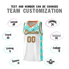 White Mosaic Stars Pattern Sports Uniform Basketball Jersey 4