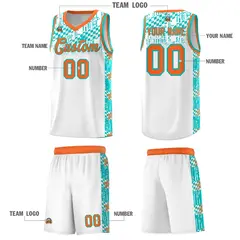 White Mosaic Stars Pattern Sports Uniform Basketball Jersey 5