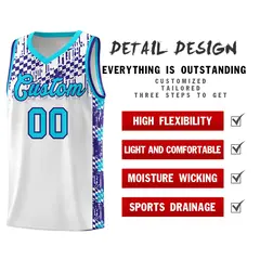 White Mosaic Stars Pattern Sports Uniform Basketball Jersey 2