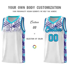 White Mosaic Stars Pattern Sports Uniform Basketball Jersey 3