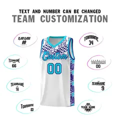 White Mosaic Stars Pattern Sports Uniform Basketball Jersey 4
