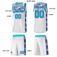 White Mosaic Stars Pattern Sports Uniform Basketball Jersey 5