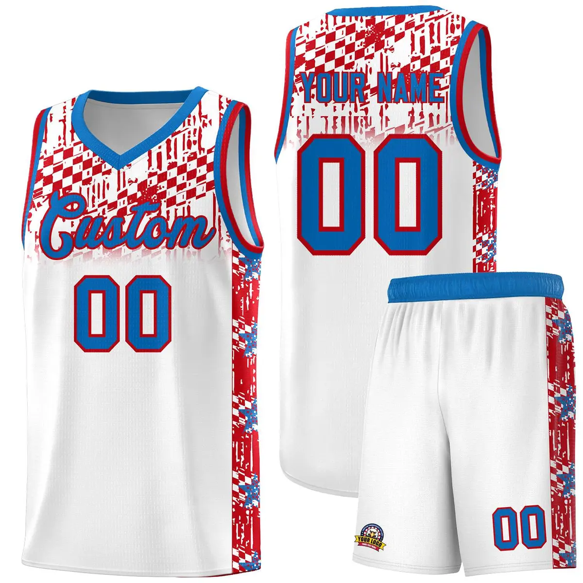 White Mosaic Stars Pattern Sports Uniform Basketball Jersey