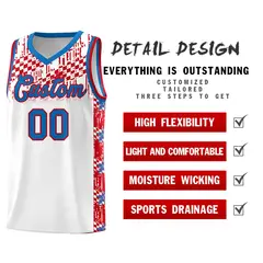 White Mosaic Stars Pattern Sports Uniform Basketball Jersey 2