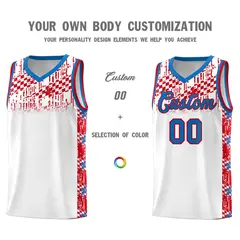 White Mosaic Stars Pattern Sports Uniform Basketball Jersey 3