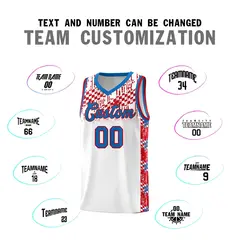 White Mosaic Stars Pattern Sports Uniform Basketball Jersey 4