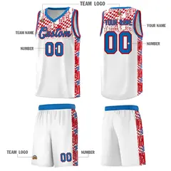White Mosaic Stars Pattern Sports Uniform Basketball Jersey 5