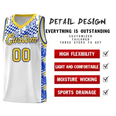 White Mosaic Stars Pattern Sports Uniform Basketball Jersey 2