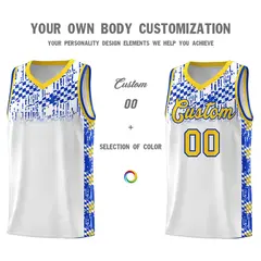 White Mosaic Stars Pattern Sports Uniform Basketball Jersey 3