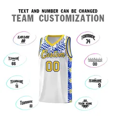 White Mosaic Stars Pattern Sports Uniform Basketball Jersey 4