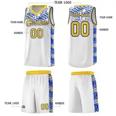 White Mosaic Stars Pattern Sports Uniform Basketball Jersey 5