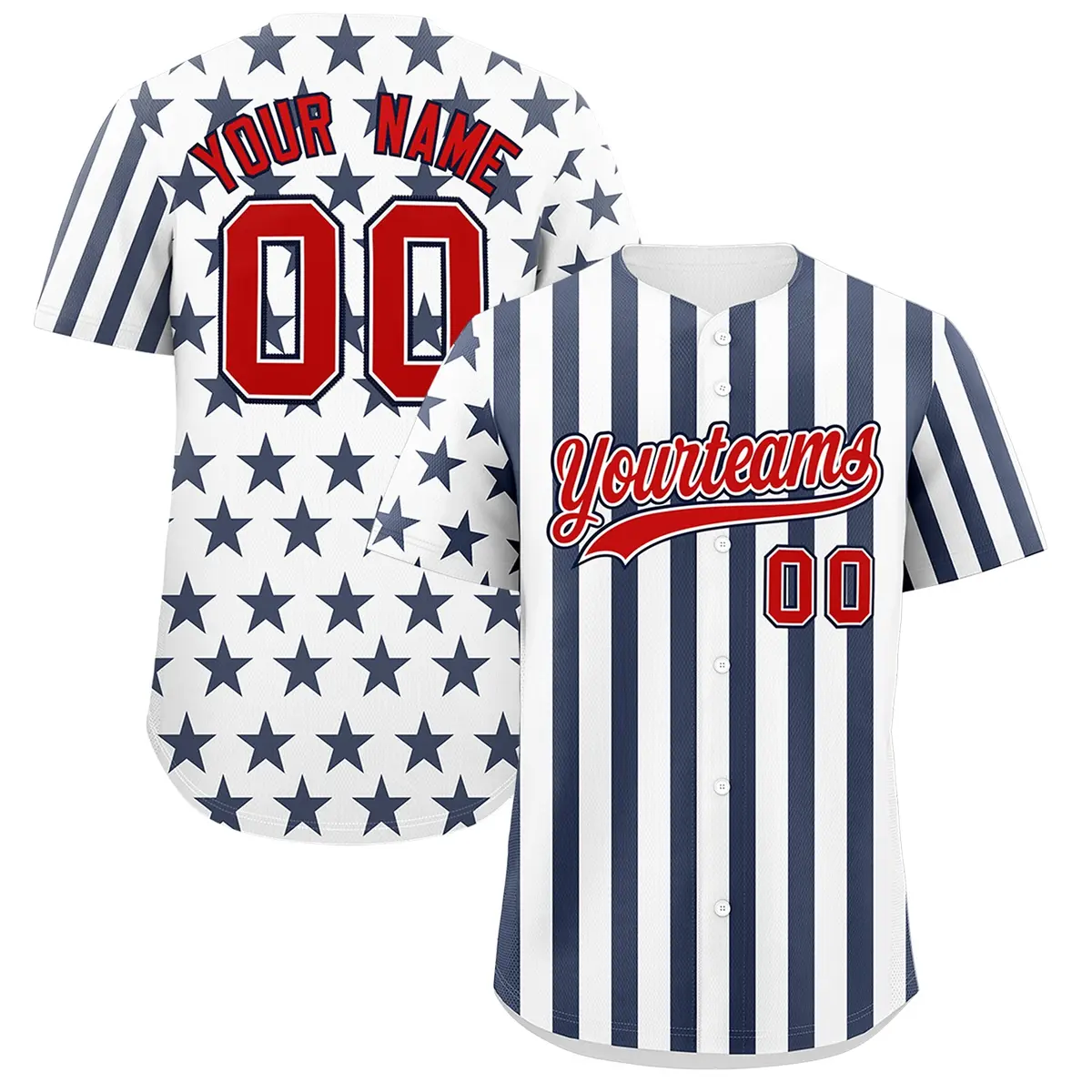 White Navy American Flag Graffiti Pattern Baseball Jersey