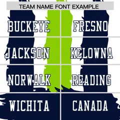 White Navy and Neon Green Graffiti Flag Football Jersey 3