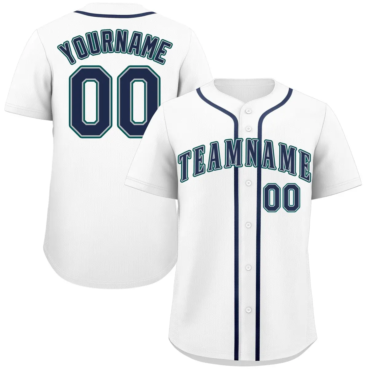 White Navy-Aqua Classic Authentic Baseball Jersey