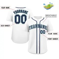 White Navy-Aqua Classic Authentic Baseball Jersey 2